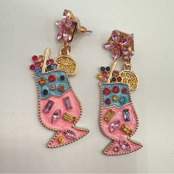 Summer Cocktail Fruity Drink Earrings - Picture 1 of 7